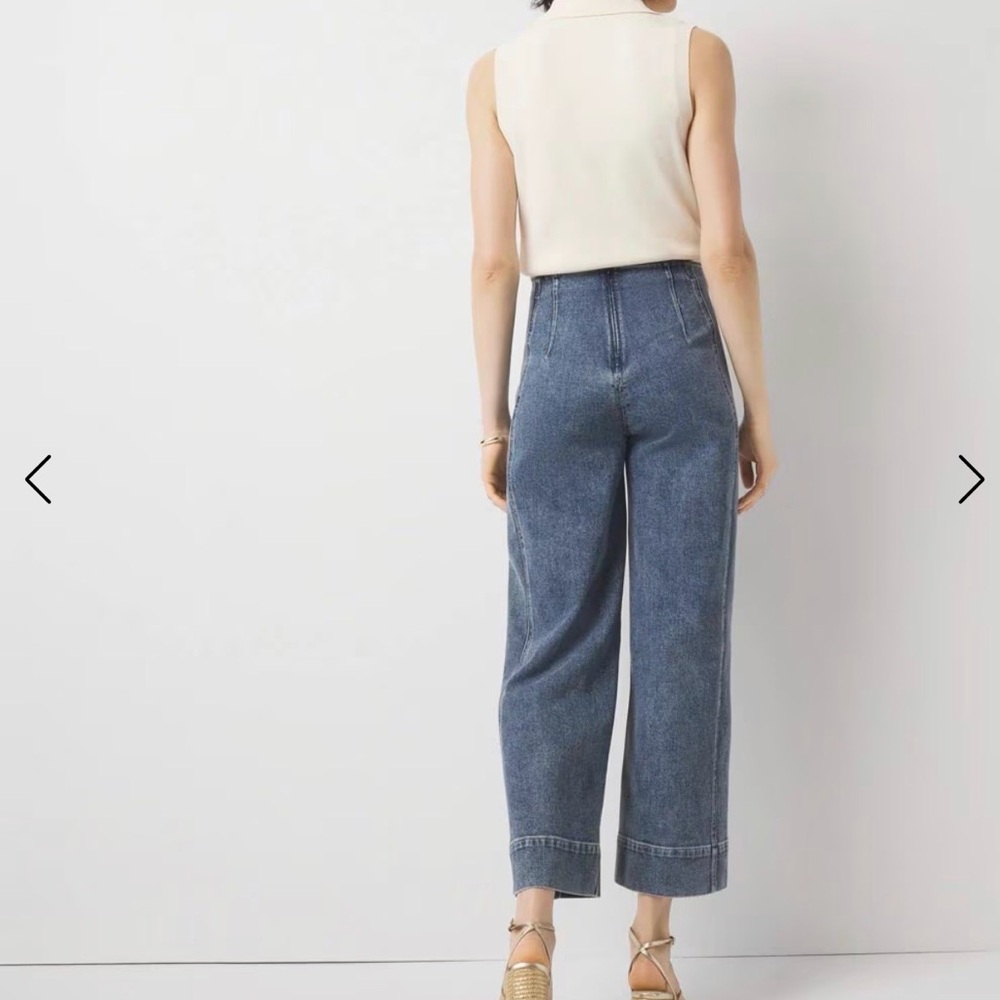 White House Black Market Women’s Extra High-Rise Wide Leg Cropped Jeans Size 4 - Picture 2 of 7